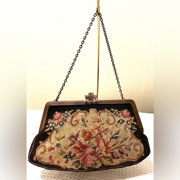 Vintage Petit Point Tapestry Purse 1930s Hand Stitched in Hungry - Picture 10 of 11